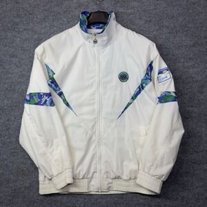 VTG WIMBLEDON Windbreaker Tracksuit Large Green White Nylon Jacket